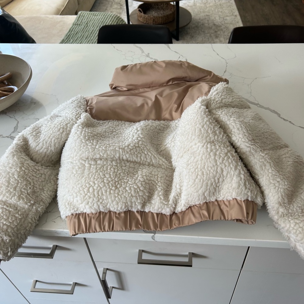 Abercrombie faux fur coat wore a few times brand new basically